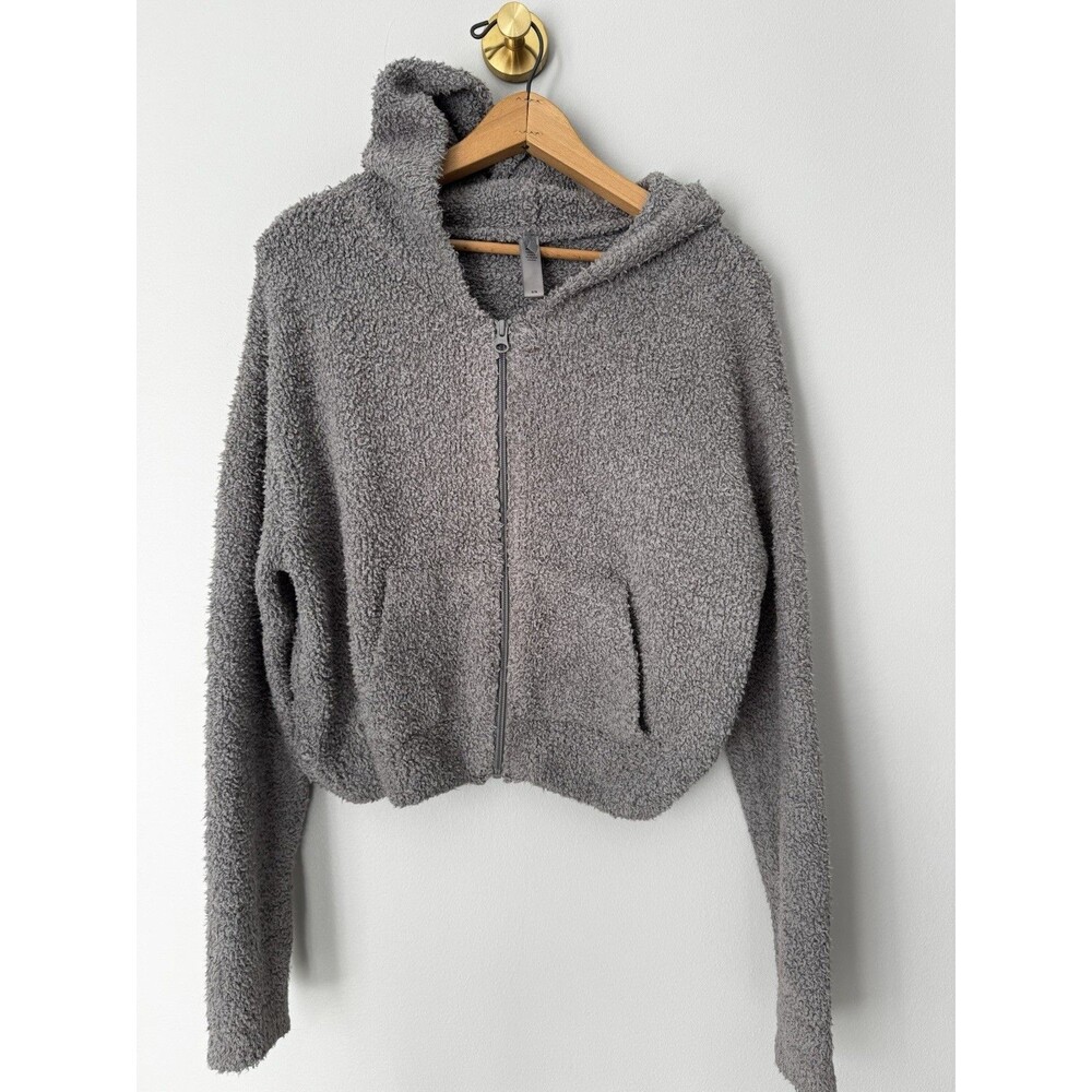 SKIMS Cozy Knit Half Zip Cropped Pullover Size S/M Gray Teddy